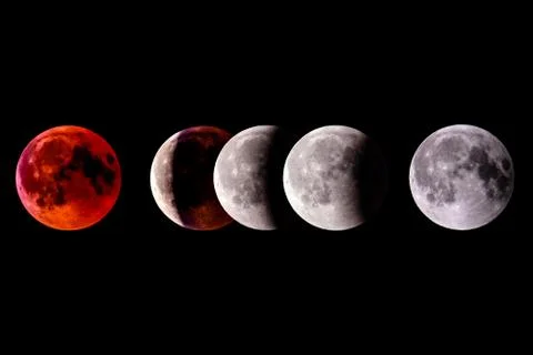 Time lapse of Lunar Eclipse 2018 Blood Moon Fotos Stock