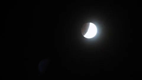 Time-lapse of lunar eclipse - Post super blue blood moon, January 2018. Stock Footage 85299088