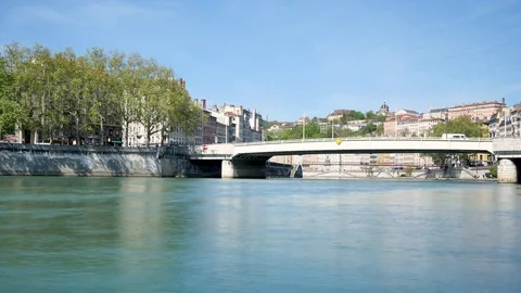 Time lapse in Lyon, Saône river. Stock Footage 110729995