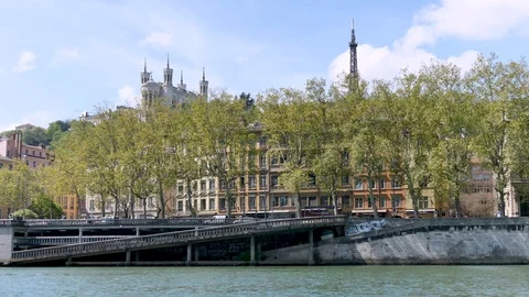Time lapse in Lyon, Saône river. Stock Footage 110730038