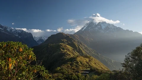 Time lapse of Machapuchare peak view from Mardi Himal trek Stock Footage 122663283