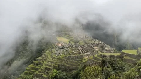 Time-lapse at Machu Picchu with Clouds and Tourists 4k Stock Footage 312728623