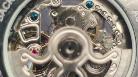Time lapse macro view of the gears of a watch Stock Footage 45115804