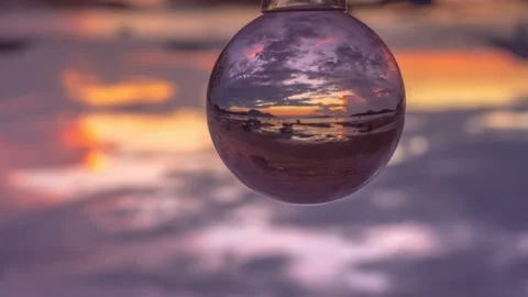 Time lapse magic view of sunrise in side a crystal ball. Stock Footage 152778710