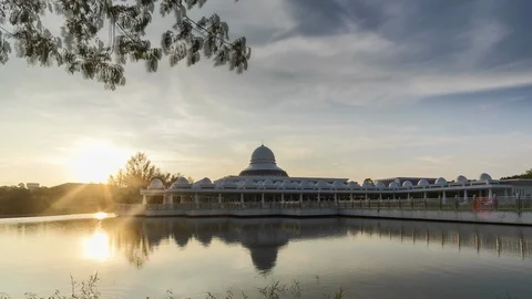 Time Lapse Of Majestic Annur Mosque During Beautiful Sunset.4k Stock Footage 89572853