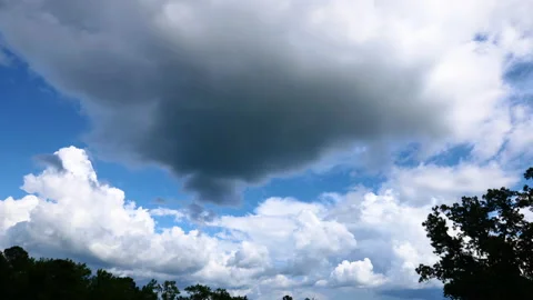 Time lapse of majestic clouds moving against blue sky in North Carolina, U.S. Stock Footage 138209633