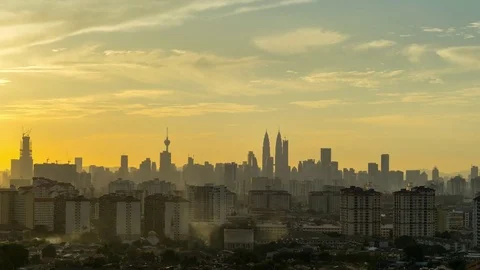 Time lapse of majestic sundown over downtown Kuala Lumpur Stock Footage 80257250