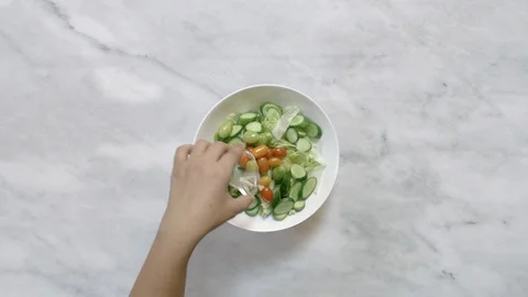 Time lapse of making healthy vegetable salad Stock Footage 122235518