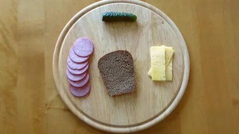 Time lapse of making a sandwich Stock Footage 134748679