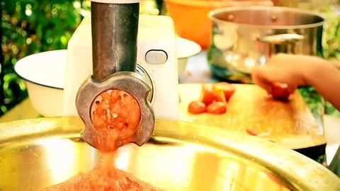 Time lapse of making tomato sauce outdoors Stock Footage 71121885