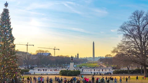 Time lapse of mall near US Capitol at Christmas, Washington DC Stock Footage 145014710