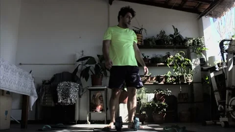 A Time lapse from a man doing some exercices at home in Brazil  Stock Footage 194330351