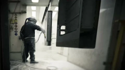 Time Lapse man painting sheet metal Video stock 150475340