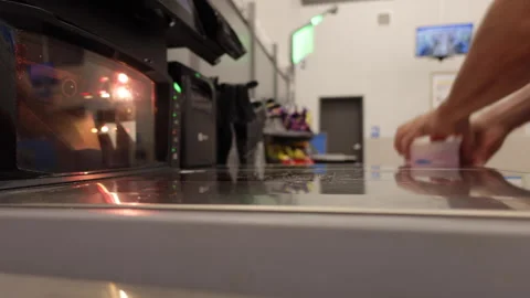 Time Lapse Man Puts Groceries Into Bags at Self-checkout Counter in Store. .. Stock Footage 316891756