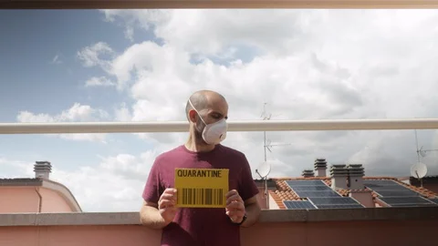 Time lapse of man in quarantine with clouds movement. Segregation concept Stock Footage 129556629