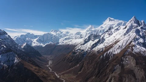 Time lapse of Manaslu mountain peak, eighth highest peak in the world Stock Footage 128171872