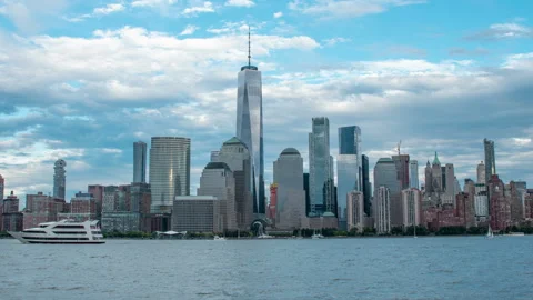 Time lapse of Manhattan skyline during sunset, USA Stock Footage 143285730