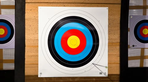 Time lapse of many arrows hitting a target Stock Footage 4955043