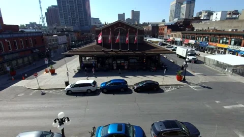 Time lapse of a market area with flags flying 4K Stock Footage 135165248