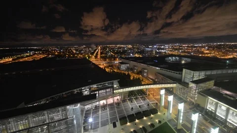 Time lapse of McCormick Place in Chicago at night Stock Footage 70682773