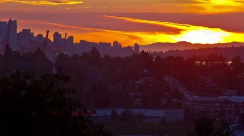 Time Lapse Medium Shot of Vancouver Downtown at Sunset times 스톡 동영상 12538914