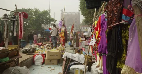 Time Lapse of Meena Bazaar Market at Jama Masjid in Old Delhi, India Stock Footage 73003360