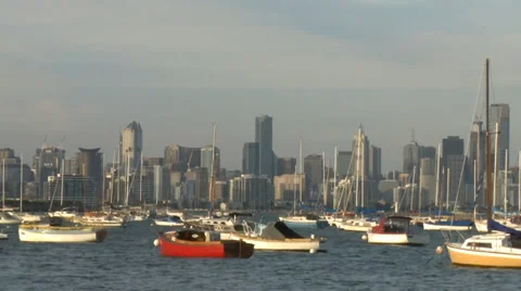 Time Lapse Melbourne CBD from across the bay Stock Footage 37566364