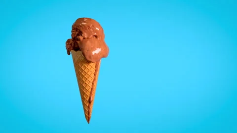 Time lapse of Melting Chocolate Ice Cream in a Waffle Cone Video stock 271277949