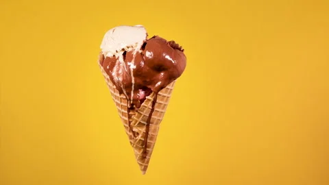 Time lapse of Melting Ice Cream in a Waffle Cone Stock Footage 270166176