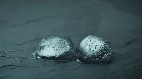 Time lapse of melting two blue ice cubes Stock Footage 144684921