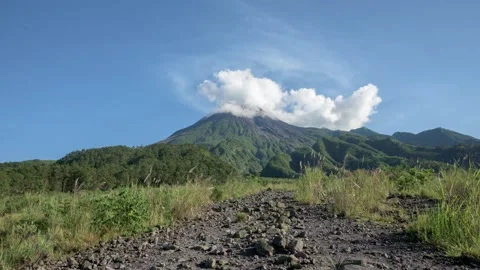 Time Lapse Merapi Volcano Java Island Indonesia Stock Footage