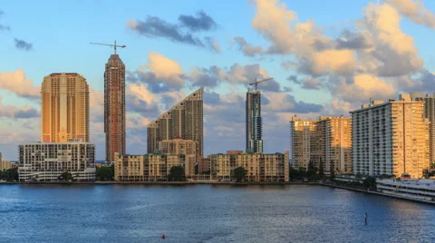Time lapse of Miami, daytime, shot from Williams Island Stock Footage 46363396
