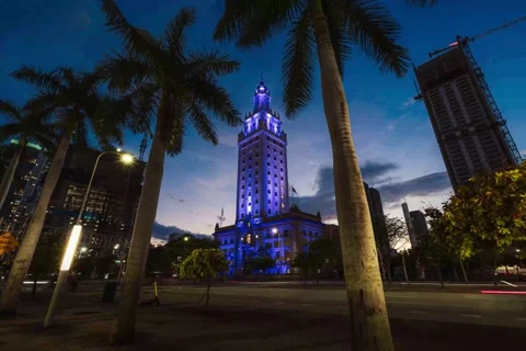 Time Lapse of Miami Freedom tower during Hanukkah Stock Footage 145205695