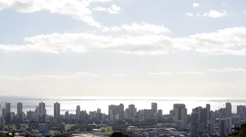 Time lapse of mid-afternoon over Honolulu, Hawaii and Waikiki Stock Footage 59970169