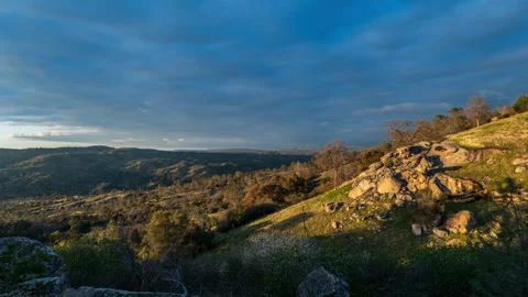 Time Lapse of Mid-Level Clouds and Sunset over California's Sierra Nevada Stock Footage 278566634