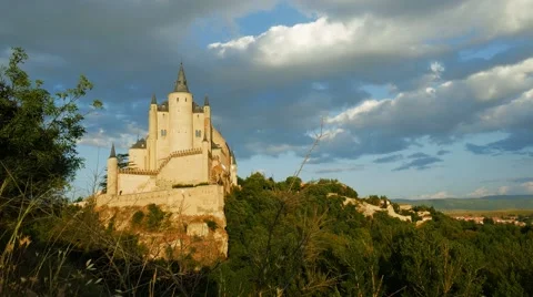 Time lapse of Middle age castle, romantic cinderella style medieval fortress Stock Footage 65500790