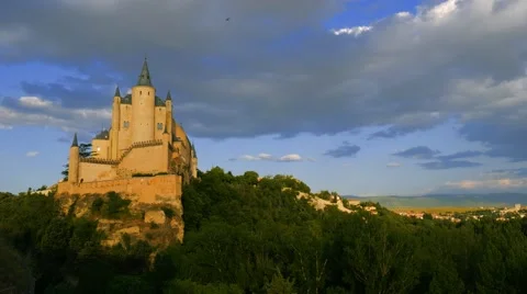 Time lapse of Middle age castle, romantic cinderella style medieval fortress Stock Footage 65529179