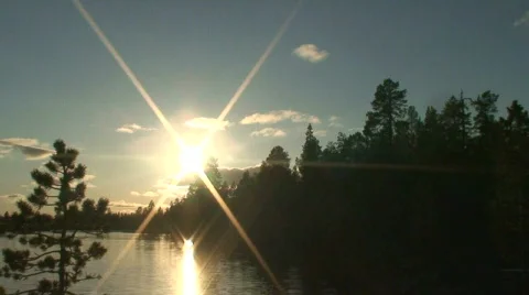 Time-lapse of midsummer sunset in Finnish Lapland 1  Stock Footage 133442