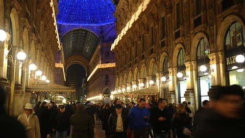 Time Lapse of Milan Crowd of Shopper People at Shopping Mall Gallery Italy Store Stock Footage 106445518