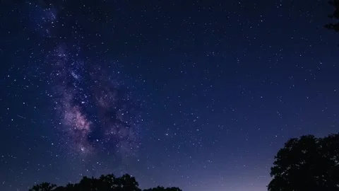Time lapse of Milky way crossing night sky, with Jupiter and Saturn to its left Stock Footage