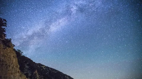 Time Lapse - Milky Way Galaxy Over the Mountain Hills Stock Footage 61741007