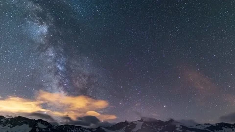 Time Lapse: the Milky way galaxy and stars rotation over the majestic Italian Fr Stock Footage 138265124