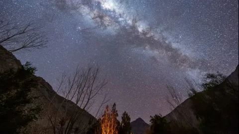 Time lapse of a Milky Way in motion over Valle del Elqui, Chile. Stock Footage 161481324