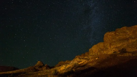 Time lapse of Milky Way over high desert in central Oregon at night 4k uhd Stock Footage 80384828
