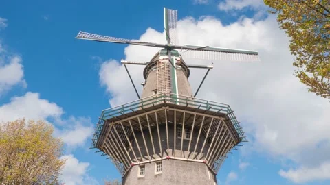 Time lapse mill. The sky is flying over the mill. 4k. Video stock 105315079