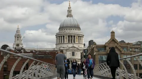 Time lapse of Millennium Bridge and St Paul's Cathedral Stock Footage 21022833