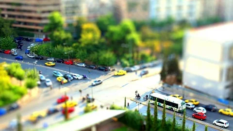 Time lapse miniature effect Athens street Stock Footage