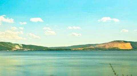 Time lapse of the mining plant and quarry in the mountains on the background Video stock 42230932