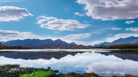 Time Lapse of Mirror Lake Clear Sky Fragment Cloud Stock Footage 337942136