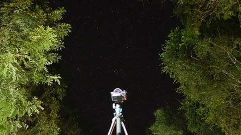 Time lapse : mirrorless camera shooting a starry night sky background Stock Footage 83778355
